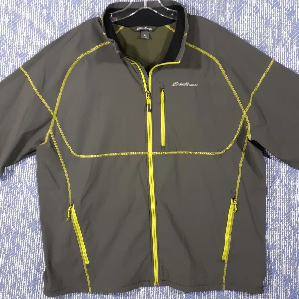 Eddie Bauer Jacket Mens 2XL Gray Activewear Outdoor Full Zip Lightweight Pockets